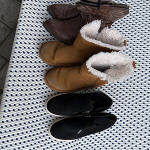 Girl shoe bundle:Ugg Kookaburra size 6, Arie black boot zip 6.5 Cowboy boot 6.5